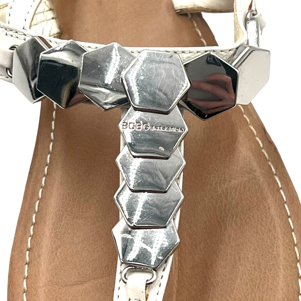 Bcbgeneration Blayre White Silver Flat Thong Sand… - image 7